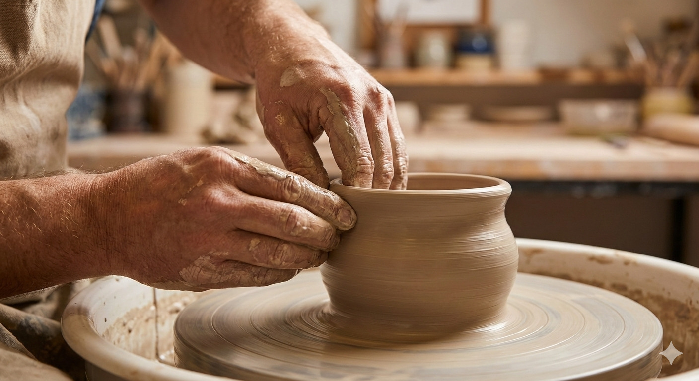 伝統工芸品を制作する職人の手元
